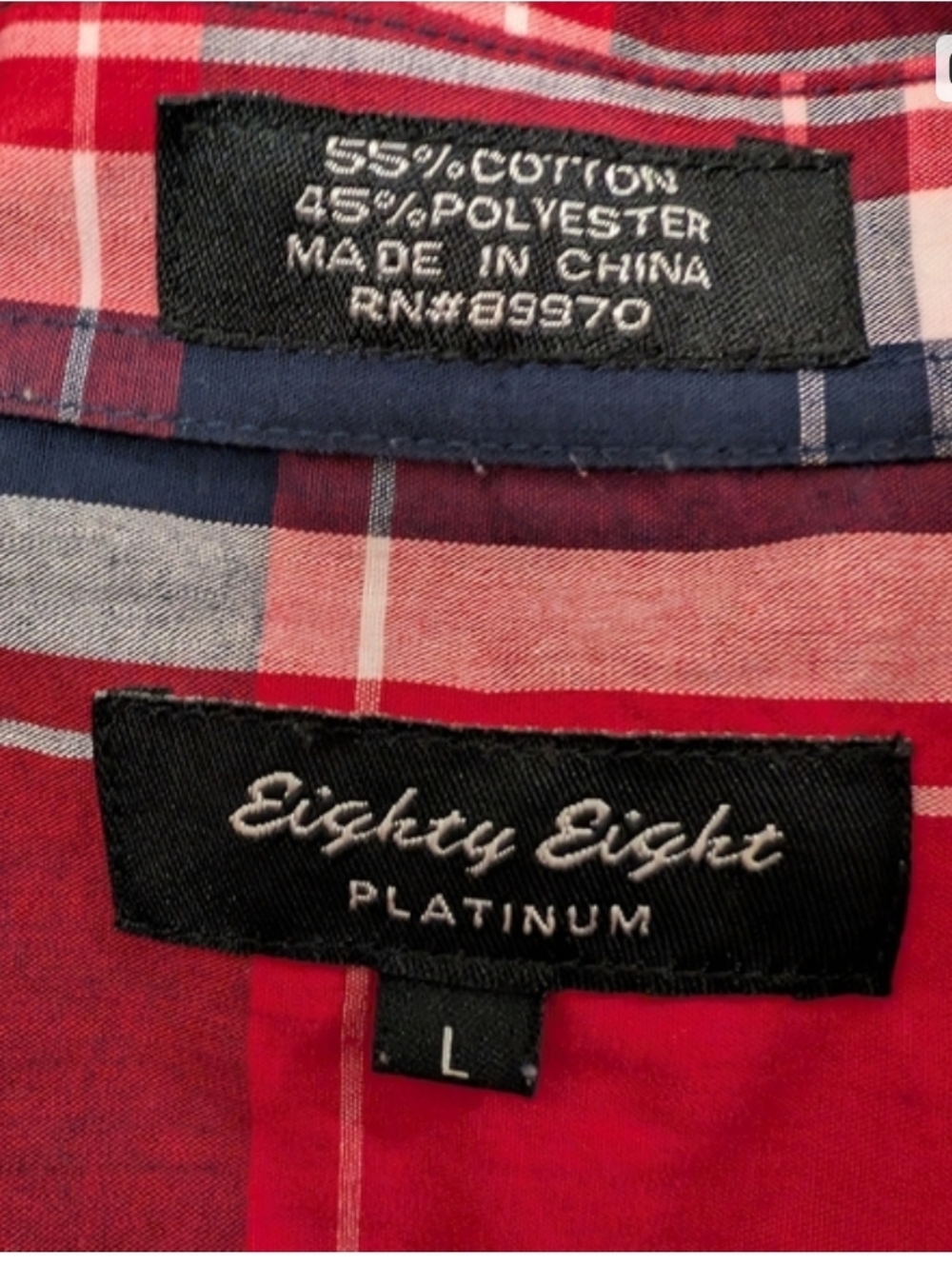 Eighty Eight Plaid Button Down Shirt Men's Size Large - Picture 2 of 3